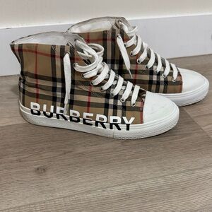 Burberry Checkered High-Top Sneakers with White Accents